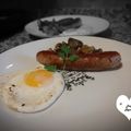 El cooksnap de SuperDesyLaChef cuando hizo Huevo frito con trompetas de los muertos y patatas confitadas .