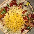 scrupmtious kitchen,kano's cooksnap of when they made Native spaghetti with palm oil.