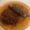 El cooksnap de Eduardo Agudo Alba cuando hizo Solomillos de pavo a la pimienta rosa, y vermú rojo.
