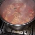 El cooksnap de Jonathan Ramirez cuando hizo Chorizos a la pomarola con papas.