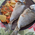 El cooksnap de Estela Ortiz Salinero cuando hizo 189. Dorada con verduras al horno / olla GM H deluxe.