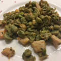El cooksnap de Mireia Puig cuando hizo Pechuga de pollo con habitas y champiñón.