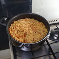 El cooksnap de Jehu Gutierrez cuando hizo Spaghetti rojo con carne molida.