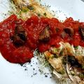El cooksnap de Israel cuando hizo Lubina a la plancha con pisto manchego y coronada con boletus.