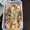 El cooksnap de Tona cuando hizo Robalo en salsa marinera de camarones y champiñones.