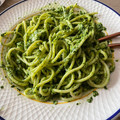 El cooksnap de Débora Cantero Martínez cuando hizo Espaguetis integrales con pesto de espinacas y nueces.