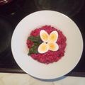 El cooksnap de Maegalcarwen cuando hizo Lubina con risotto de remolacha.