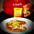 Sandipta Sinha's cooksnap of when they made ম্যাগি পিজ্জা(Maggi pizza recipe in Bengali).