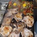 El cooksnap de Marcelo Machado cuando hizo Costeletas de cerdo y colchón de verduras y huevo a la plancheta.