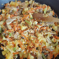 El cooksnap de cinthia cuando hizo Salteado de verduras con jamón y pavo.