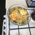 El cooksnap de Natalia Carmona cuando hizo Espinacas con huevo, chistorra y queso gratinado al horno.