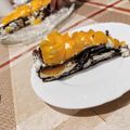 liliom1229 Cooksnap-ja, amikor elkészítette a(z) Barackos-túrós palacsinta torta receptet.