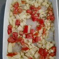 El cooksnap de Augusto Alba cuando hizo Bacalao al horno con langostinos y patatas.