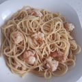 El cooksnap de MaryGlory cuando hizo Espaguetis al ajillo con gambón.