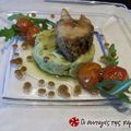 Cooksnap από DonLoufas στη συνταγή Γριβάδι a la menier με πουρέ σπανάκι, ντοματίνια και λάδι βασιλικού