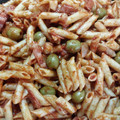 El cooksnap de Angie Perálvarez Fernández cuando hizo Espaguetis con bacon y aceitunas y toque de picante.