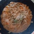 El cooksnap de Lorena Payeras cuando hizo Espaguetis con langostinos al vino Madeira.
