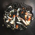 El cooksnap de Jose Antonio Ramon Portales cuando hizo Espaguetis negros y blancos con gambas.