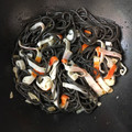 El cooksnap de Jose Antonio Ramon Portales cuando hizo Espaguetis negros y blancos con gambas.