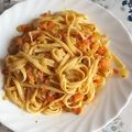 El cooksnap de Miguel cuando hizo Spaghetti con salsa de yogur griego y mostaza.