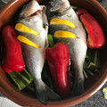 El cooksnap de irene M cuando hizo Dorada al horno con menestra de verduras.