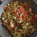 El cooksnap de Susana cuando hizo Spaguettis con almejas.