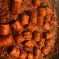 El cooksnap de Rafa Villanueva cuando hizo 🇩🇪 Currywurst (salchichas alemanas con salsa de curry).