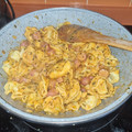 El cooksnap de Almudena Collado cuando hizo Tortellini de carne con Chorizo y salchicha con salsa tomate.