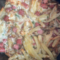 El cooksnap de Lucia Lorenzo cuando hizo Patatas Foster's con salchichas de pollo en la cecofry 4D.