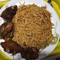 Jane E's cooksnap of when they made Spaghetti with fried plantain.