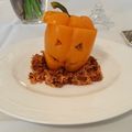 Kristina K's cooksnap of when they made Vickys Spooky Stuffed Halloween Peppers, GF DF EF SF NF.