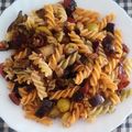 El cooksnap de Nati Castillo cuando hizo Pasta con berenjenas, tomate seco y aceitunas.