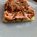 El cooksnap de Raquel Portales Amo cuando hizo Timbal de patata y salmón con vinagreta y crujiente de cacahuetes.