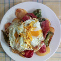 El cooksnap de Pepe López cuando hizo Huevos rotos con jamón y pimientos de Padrón.