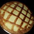El cooksnap de Cynthia Aguirre-SantaCruz cuando hizo Tarta de ricota, decorada como pasta frola.