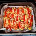 El cooksnap de Lorena Llanes cuando hizo Calabacines, berenjenas y pimientos rellenos.