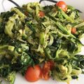 El cooksnap de Rocío cuando hizo Pasta con salsa de aguacate y espinacas.