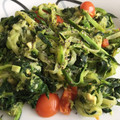 El cooksnap de Rocío cuando hizo Pasta con salsa de aguacate y espinacas.