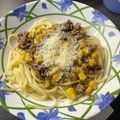 Edina Varga Cooksnap-ja, amikor elkészítette a(z) Tejszínes darált hús kukoricával és spagettivel receptet.