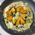 驍軒 的 南瓜菠菜古崗佐拉起司燉飯 Pumpkin Spinach Gorgonzola risotto (奶素) cooksnap