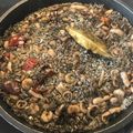 El cooksnap de Cristina García cuando hizo Arroz negro con gambas, calamar, y sepia.