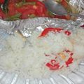 El cooksnap de Alejandra cuando hizo Filete de pescado a la Mexicana empapelado.