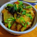 Areeba Masroor's cooksnap of when they made Aloo ki spicy bhujiya.