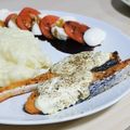 El cooksnap de Yannik cuando hizo Salmón a la plancha con queso Philadelphia y mostaza.