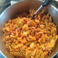 El cooksnap de juantxo cuando hizo Espaguetis con pollo y chorizo.