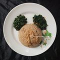 OnceUponAFoodLover 's cooksnap of when they made Jollof rice with spinach sauce.