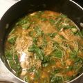 El cooksnap de Triston Lagrima cuando hizo Sopa de estrellitas con pollo y espinacas.