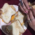 El cooksnap de Shakira Luquez cuando hizo Sándwich de huevo relleno jamón y queso.