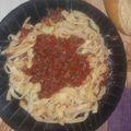 El cooksnap de Alejandra Campos cuando hizo Fideos caseros con bolognesa.