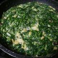 El cooksnap de Number One cuando hizo Espinacas con salsa bechamel pasas y piñones.